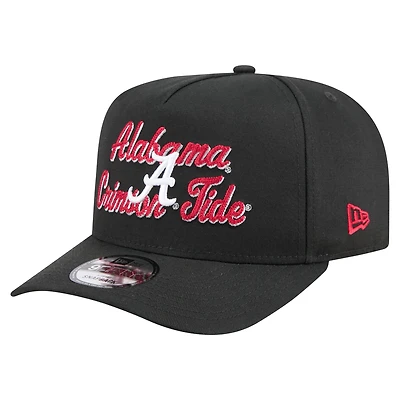 Casquette snapback 9FIFTY A-Frame noire New Era Alabama Crimson Tide Vintage Chainstitch pour homme