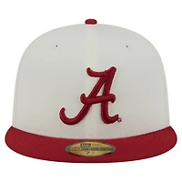 Men's New Era Cream Alabama Crimson Tide Chrome 59FIFTY Fitted Hat