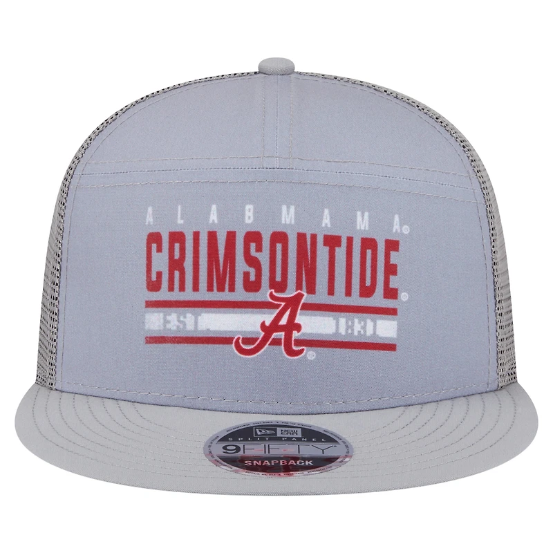 Casquette camionneur New Era grise Alabama Crimson Tide 9FIFTY à panneau fendu et snapback pour homme