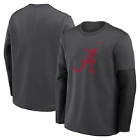 Men's Nike Anthracite Alabama Crimson Tide 2025 Sideline Coach Therma-FIT Long Sleeve T-Shirt