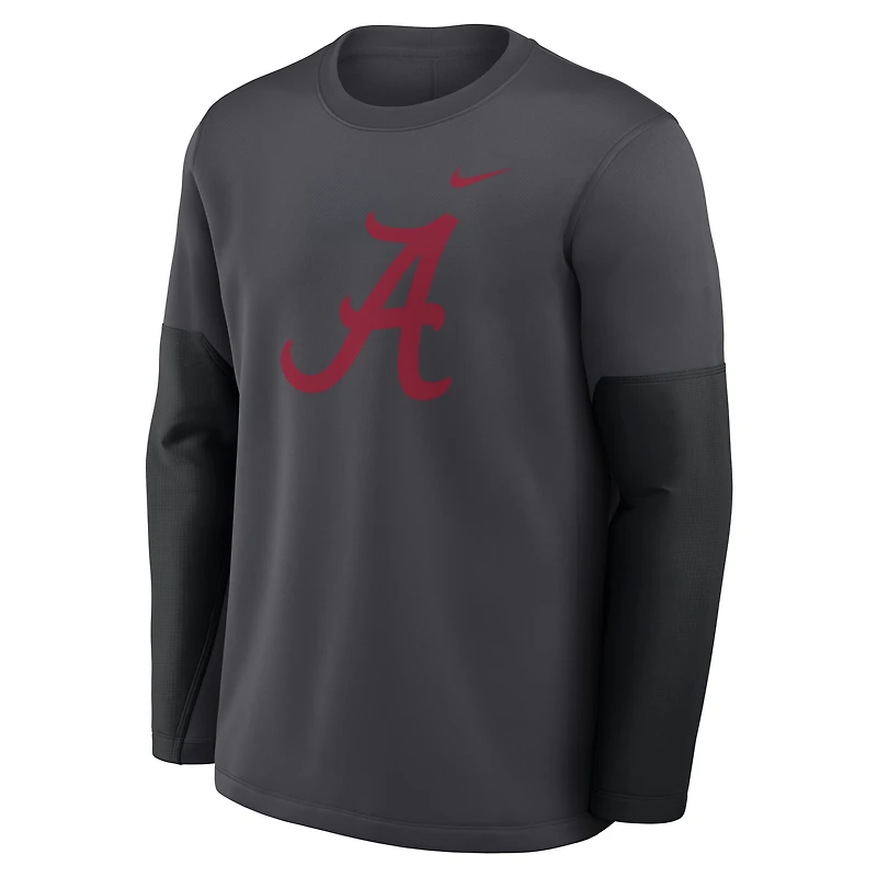 Men's Nike Crimson Alabama Tide 2025 Sideline Coach Therma-FIT Long Sleeve T-Shirt