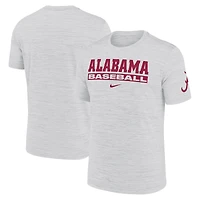 T-shirt Nike Ash Alabama Crimson Tide Velocity Baseball Wordmark Stack Performance pour homme