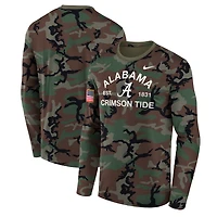 Men's Nike Camo Alabama Crimson Tide 2025 Military Appreciation Legend Dri-FIT Long Sleeve T-Shirt