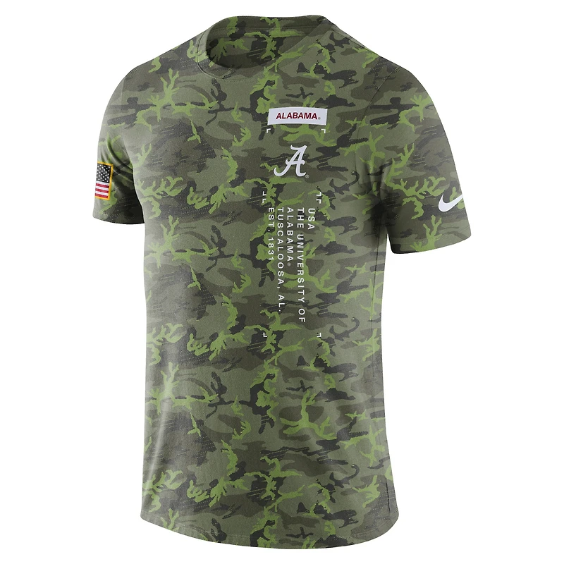 T-shirt militaire Nike Camo Alabama Crimson Tide pour homme