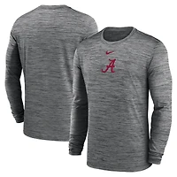 T-shirt à manches longues Nike Alabama Crimson Tide 2025 Sideline Velocity Dri-FIT pour homme, couleur charbon