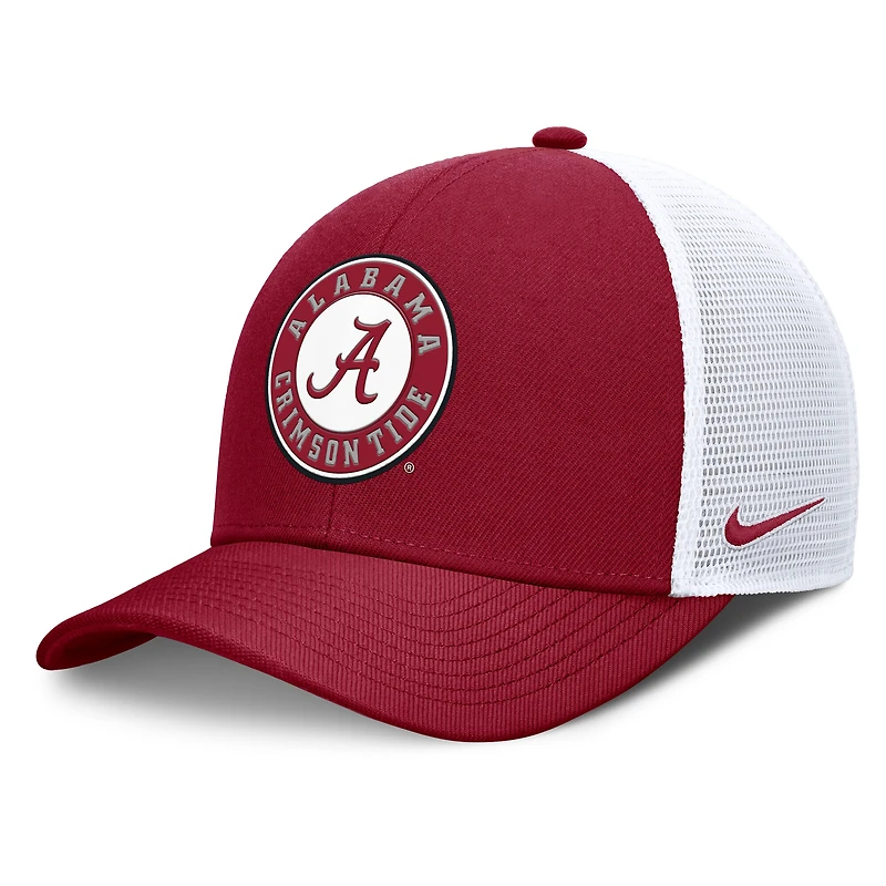 Casquette ajustable Nike Alabama Crimson Tide Rise Primetime Performance Trucker pour homme, couleur cramoisie/blanche