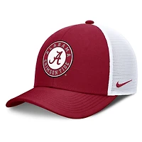 Casquette ajustable Nike Alabama Crimson Tide Rise Primetime Performance Trucker pour homme, couleur cramoisie/blanche