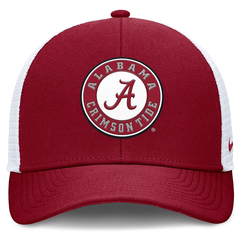 Casquette ajustable Nike Alabama Crimson Tide Rise Primetime Performance Trucker pour homme, couleur cramoisie/blanche