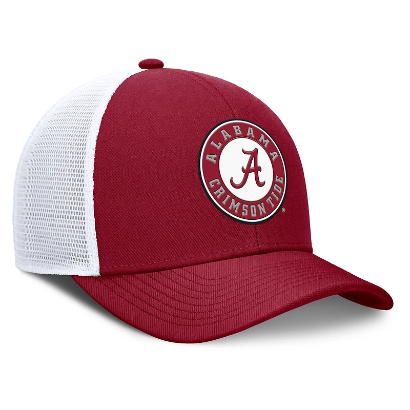 Casquette ajustable Nike Alabama Crimson Tide Rise Primetime Performance Trucker pour homme, couleur cramoisie/blanche