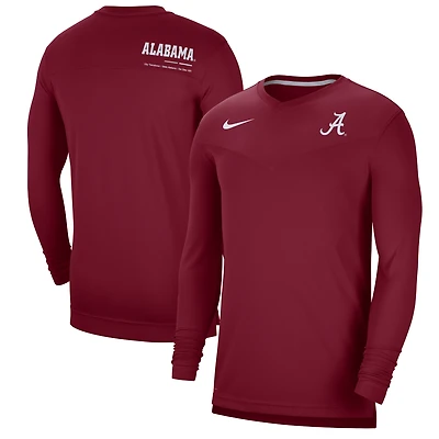 Nike Crimson Alabama Tide 2022 Coach Performance T-shirt à col en V manches longues pour homme