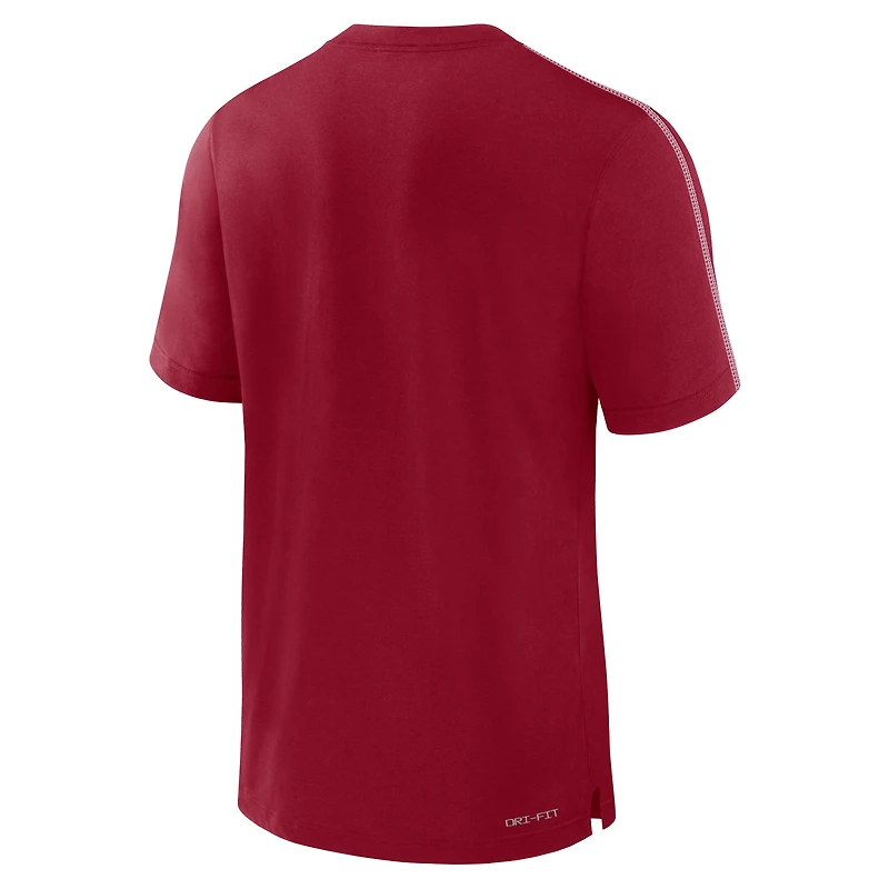 T-shirt Nike Crimson Alabama Tide 2024 Sideline Player Performance Tri-Blend pour homme