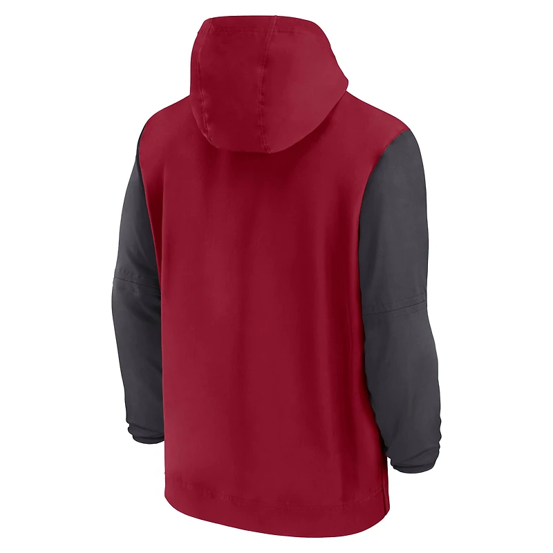 Sweat à capuche Nike Crimson Alabama Tide 2024 Sideline Pregame Player demi-zip pour homme