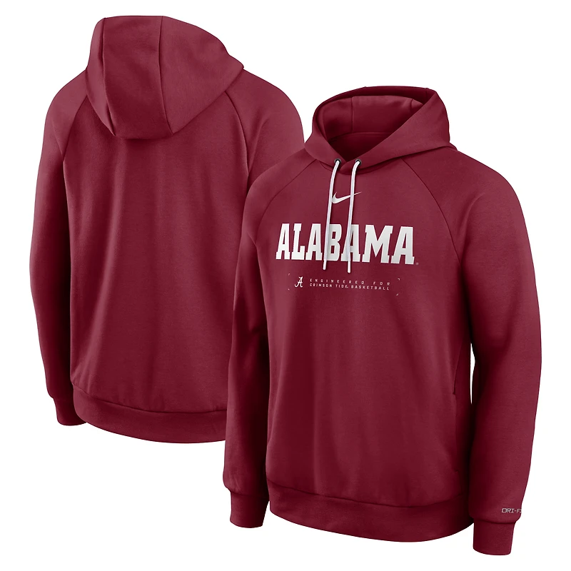 Sweat à capuche Nike Crimson Alabama Tide 2025 Courtside Basketball Practice Raglan Dri-FIT pour homme