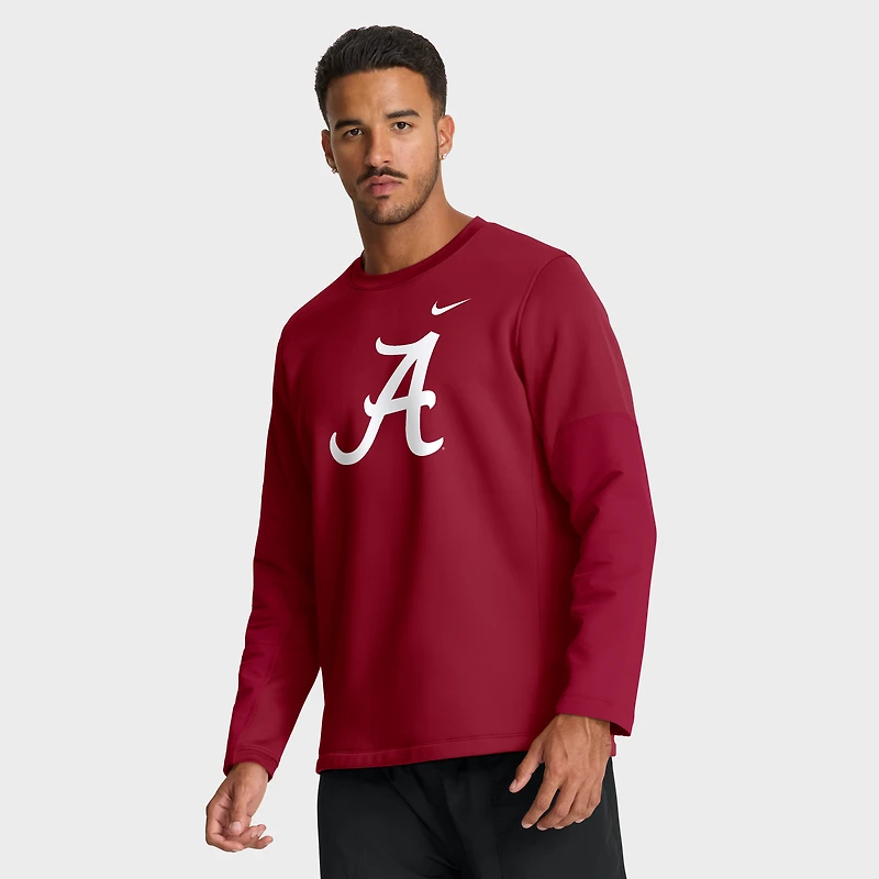 T-shirt à manches longues Nike Crimson Alabama Tide 2025 Sideline Coach Therma-FIT pour homme