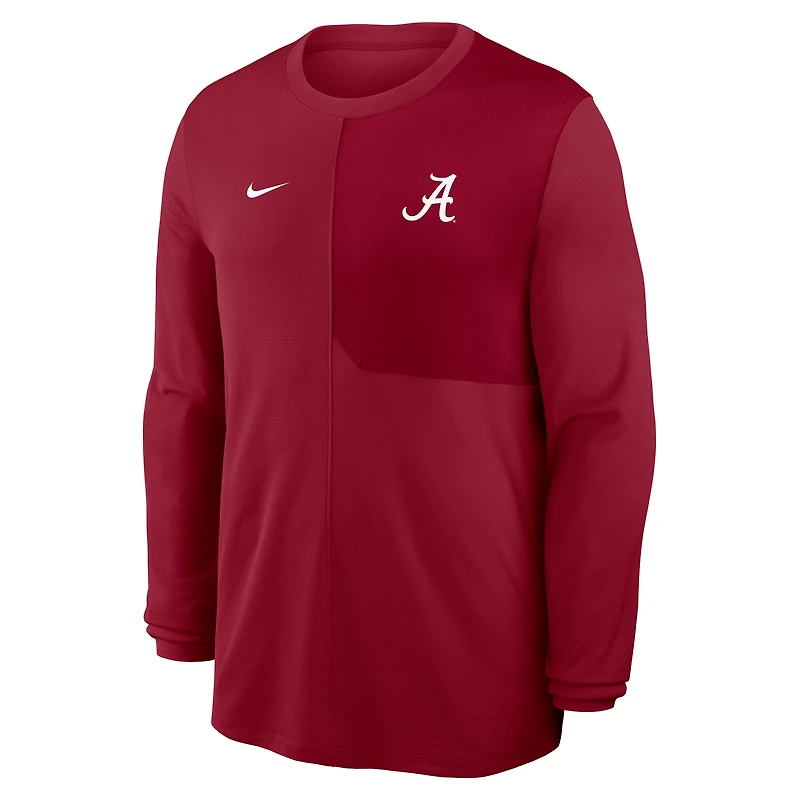Men's Nike Crimson Alabama Tide 2025 Sideline Coach UV Dri-FIT Long Sleeve Shirt