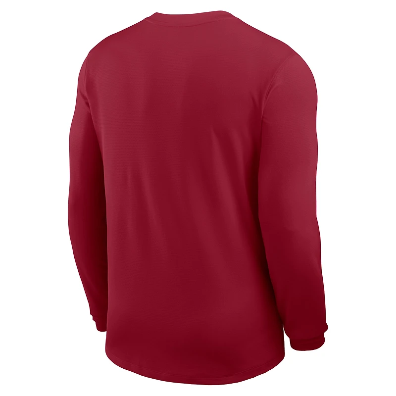 Men's Nike Crimson Alabama Tide 2025 Sideline Coach UV Dri-FIT Long Sleeve Shirt