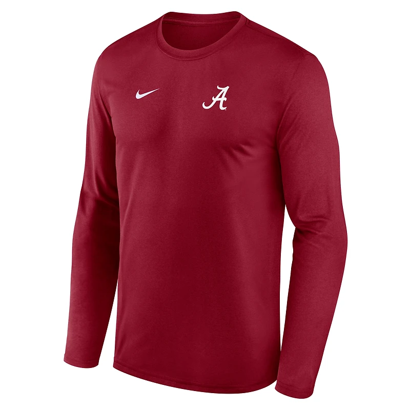 T-shirt à manches longues Nike Crimson Alabama Tide 2026 Sideline Small Logo Legend Dri-FIT pour homme