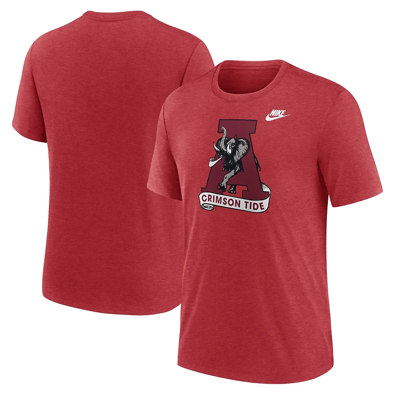 T-shirt Nike Heather Grey Alabama Crimson Tide Blitz Legacy Primary Tri-Blend pour homme