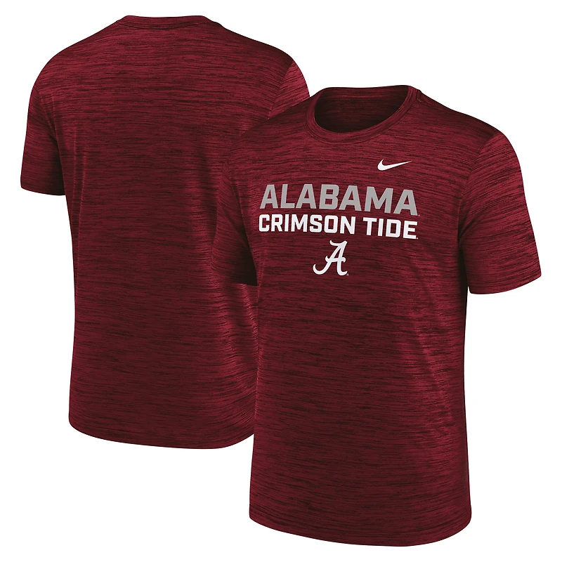 T-shirt Nike Crimson Alabama Tide Campus Center Stack Velocity Performance pour homme