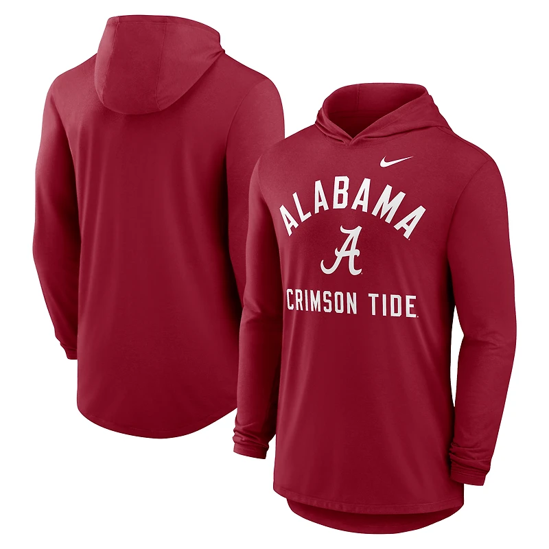 T-shirt à capuche manches longues Nike Crimson Alabama Tide Classic Arch Tri-Blend Performance pour homme