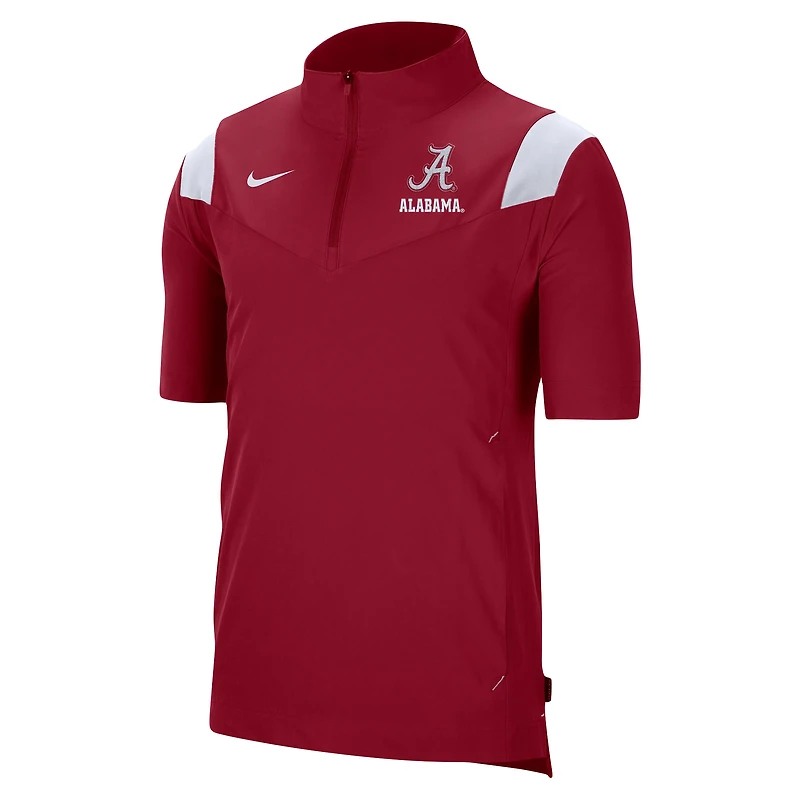 Men's Nike Crimson Alabama Tide Coach Short Sleeve Quarter-Zip Jacket