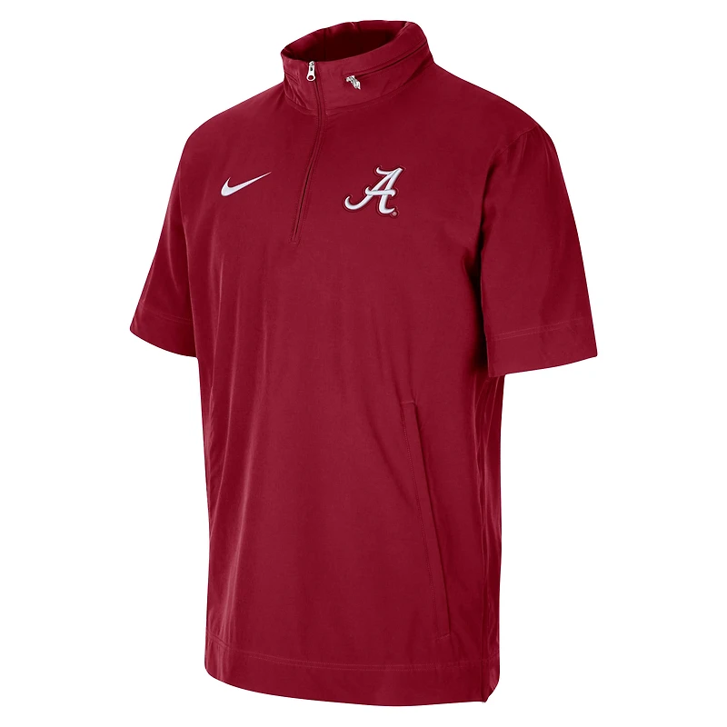 Men's Nike Crimson Alabama Tide Coaches Half-Zip Short Sleeve Jacket
