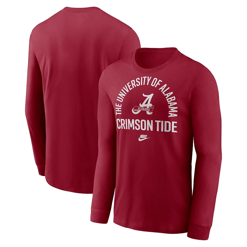 Men's Nike Crimson Alabama Tide Legacy Arched Logo Long Sleeve T-Shirt