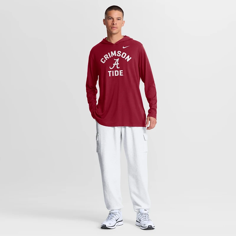 Men's Nike Crimson Alabama Tide Primetime Arch Tri-Blend Dri-FIT Long Sleeve Hooded T-Shirt