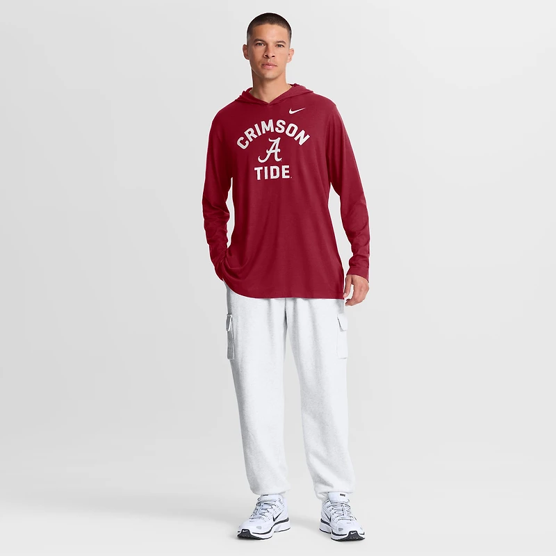 T-shirt à capuche manches longues Nike Crimson Alabama Tide Primetime Arch Tri-Blend Dri-FIT pour homme