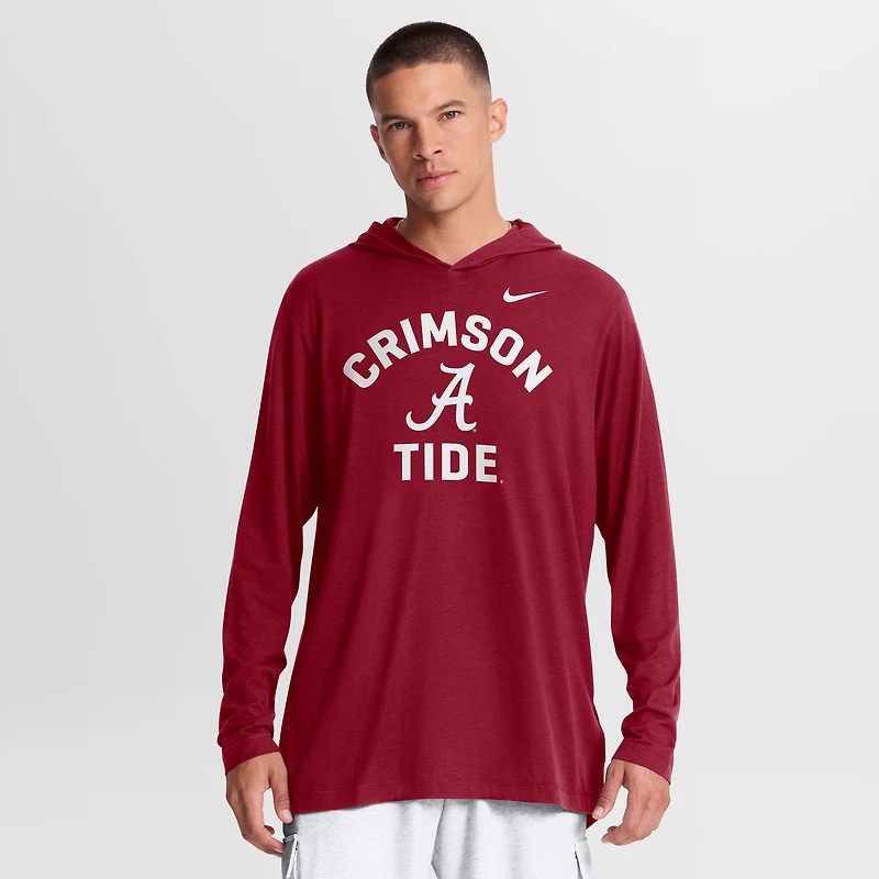 Men's Nike Crimson Alabama Tide Primetime Arch Tri-Blend Dri-FIT Long Sleeve Hooded T-Shirt