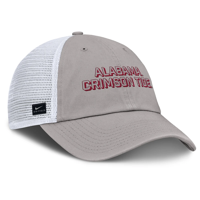 Men's Nike Gray Alabama Crimson Tide 2025 Gameday On-Field Club Adjustable Trucker Hat