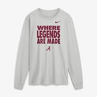 T-shirt à manches longues Nike gris Alabama Crimson Tide 2026 avec slogan de bord touche Dri-FIT pour homme
