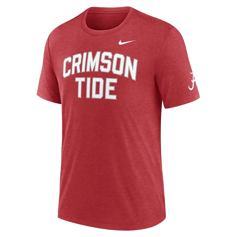 Men's Nike Heather Crimson Alabama Tide Campus Collegiate Block Tri-Blend T-Shirt
