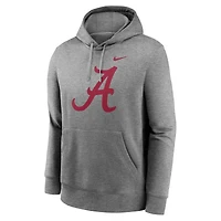 Sweat à capuche en polaire Nike Alabama Crimson Tide Primetime Club pour homme, gris chiné