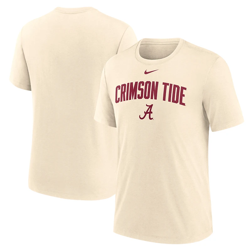 T-shirt Nike Natural Alabama Crimson Tide Arch Logo Triblend pour homme