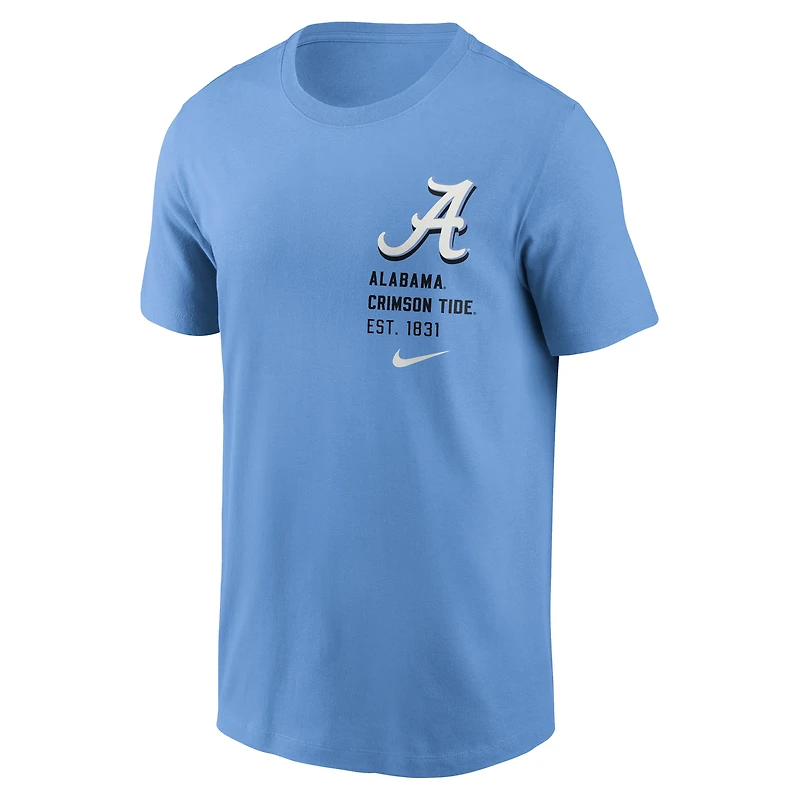 T-shirt Nike Valor bleu pour homme, Alabama Crimson Tide, Record Shattered 2-Hit