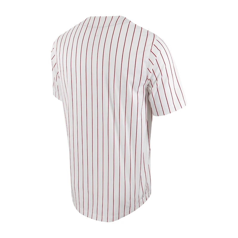 Men's Nike White/Crimson Alabama Crimson Tide Pinstripe Replica Full-Button Baseball Jersey