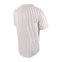 Men's Nike White/Crimson Alabama Crimson Tide Pinstripe Replica Full-Button Baseball Jersey