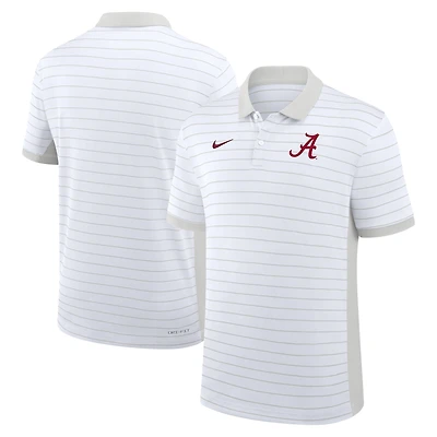 Polo Nike blanc Alabama Crimson Tide 2025 pour homme, début de saison, avec rayures Victory Sideline Dri-FIT