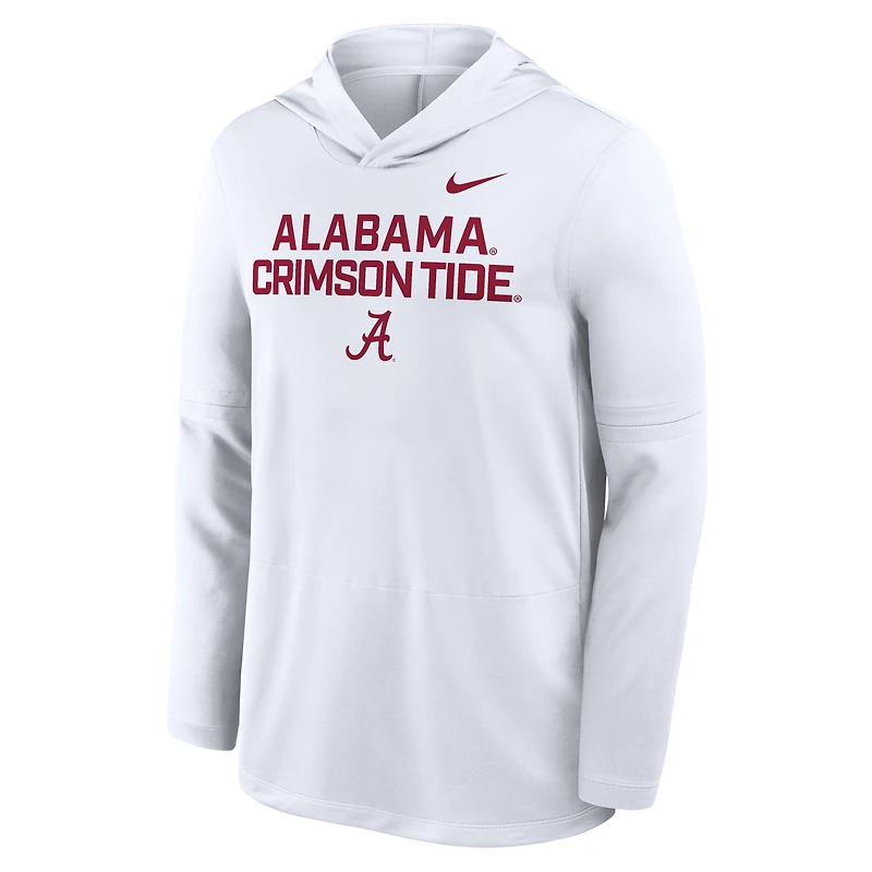 Men's Nike White Alabama Crimson Tide 2025 Sideline Dri-FIT Long Sleeve Hoodie T-Shirt