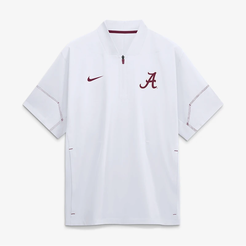 Men's Nike White Alabama Crimson Tide 2026 Sideline Short Sleeve Quarter-Zip Coach Jacket