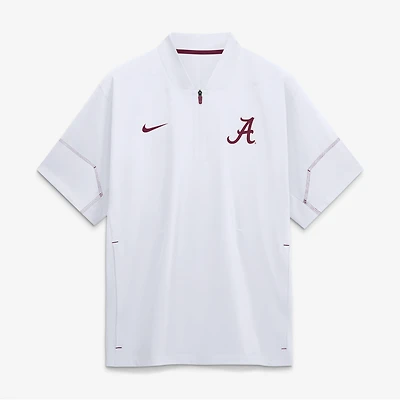 Men's Nike White Alabama Crimson Tide 2026 Sideline Short Sleeve Quarter-Zip Coach Jacket