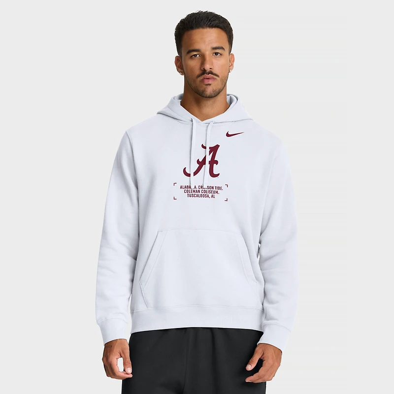 Men's Nike White Alabama Crimson Tide Basketball Two-Hit Club Fleece Pullover Hoodie