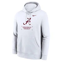 Men's Nike White Alabama Crimson Tide Basketball Two-Hit Club Fleece Pullover Hoodie