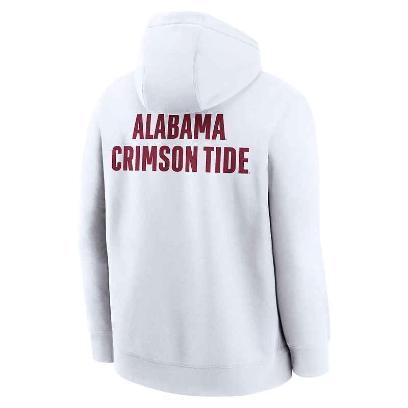 Men's Nike White Alabama Crimson Tide Basketball Two-Hit Club Fleece Pullover Hoodie