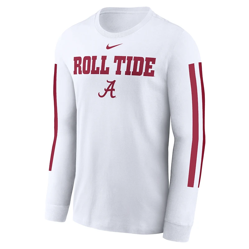 T-shirt à manches longues Nike blanc pour homme avec slogan Alabama Crimson Tide Local Spirit