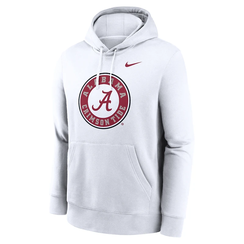 Sweat à capuche en polaire Nike pour homme, blanc, Alabama Crimson Tide Primetime Alternate Logo Club