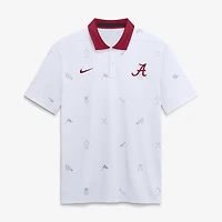 Polo Nike Dri-FIT blanc pour homme, motif Vapor, Alabama Crimson Tide