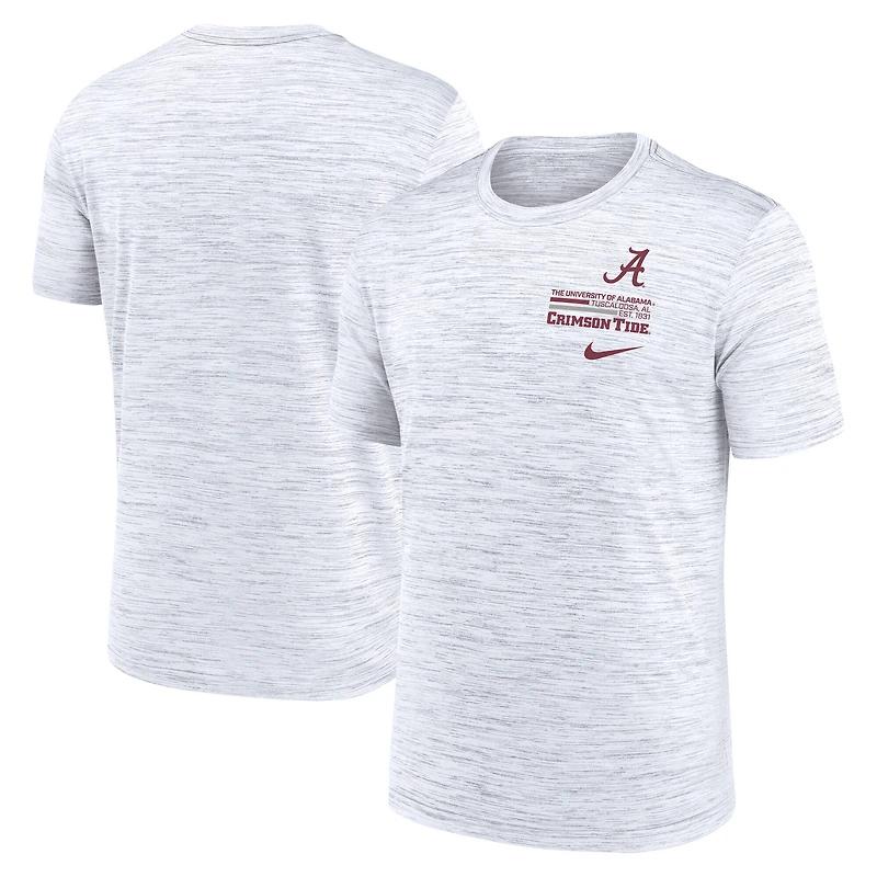T-shirt Nike Performance Velocity Stacked Alabama Crimson Tide pour homme, blanc