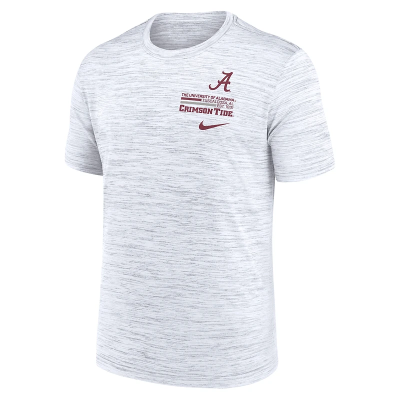 T-shirt Nike Performance Velocity Stacked Alabama Crimson Tide pour homme, blanc